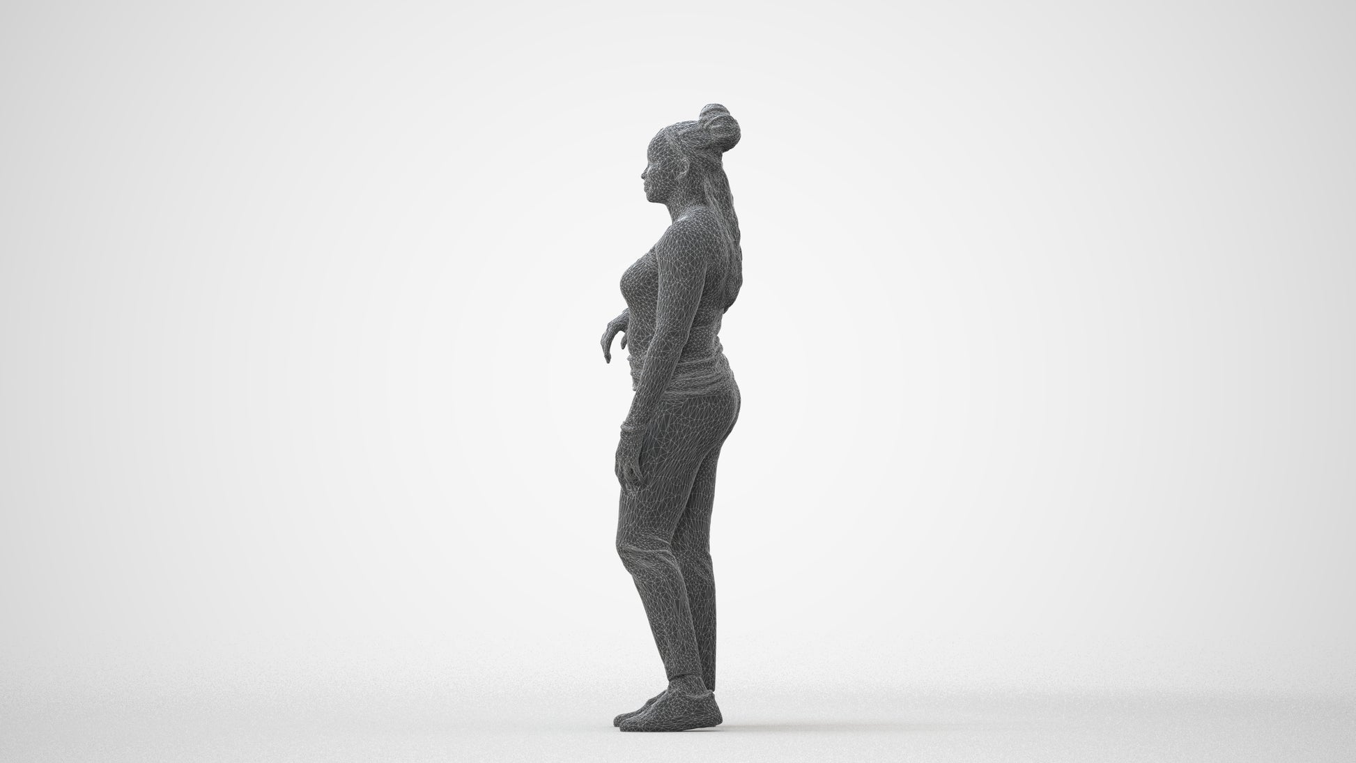 scanned 3D woman casual standing, photogrammetry people for Enscape and V-Ray, square thumbnail