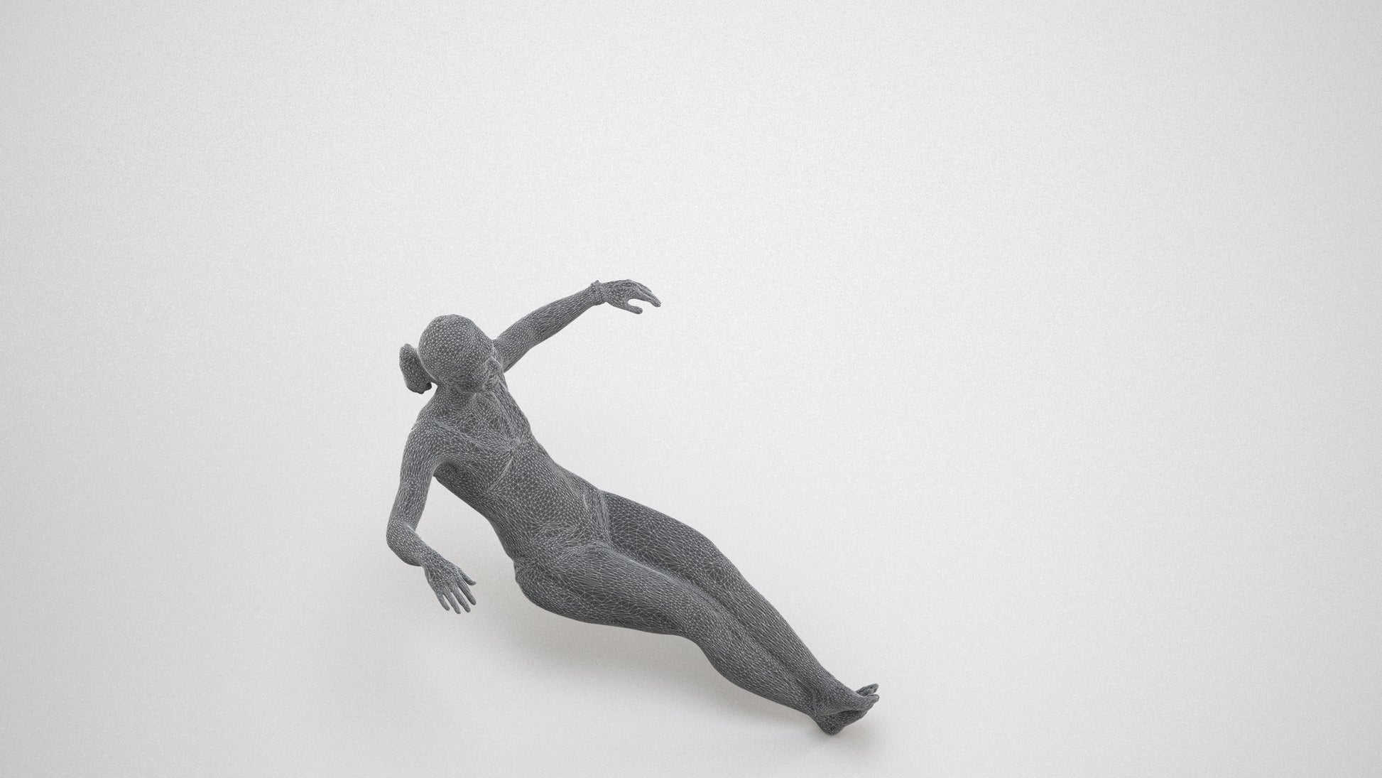 realistic 3D woman pool, scanned archviz people for Blender and 3ds Max, wireframe three-quarter view