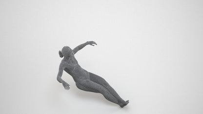 realistic 3D woman pool, scanned archviz people for Blender and 3ds Max, wireframe three-quarter view
