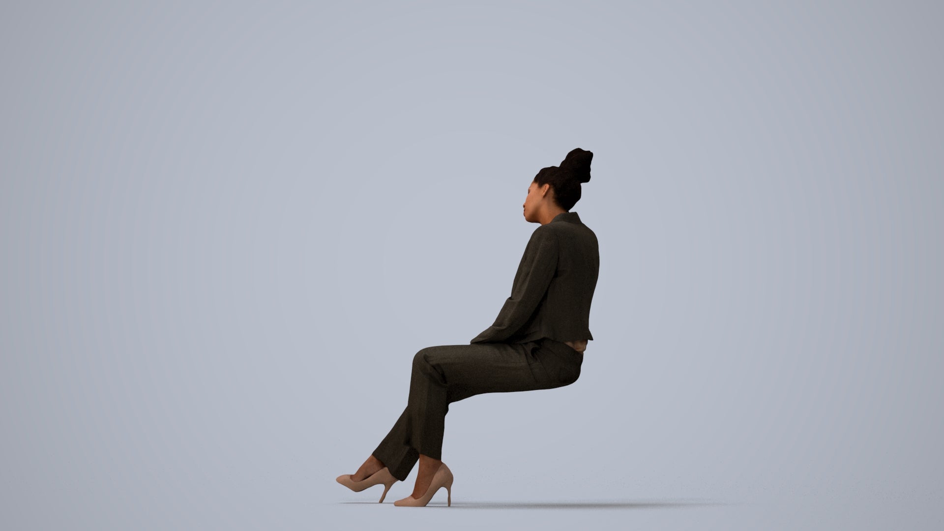 realistic 3D people woman business, render-ready for V-Ray and Corona, FBX OBJ, three-quarter view render