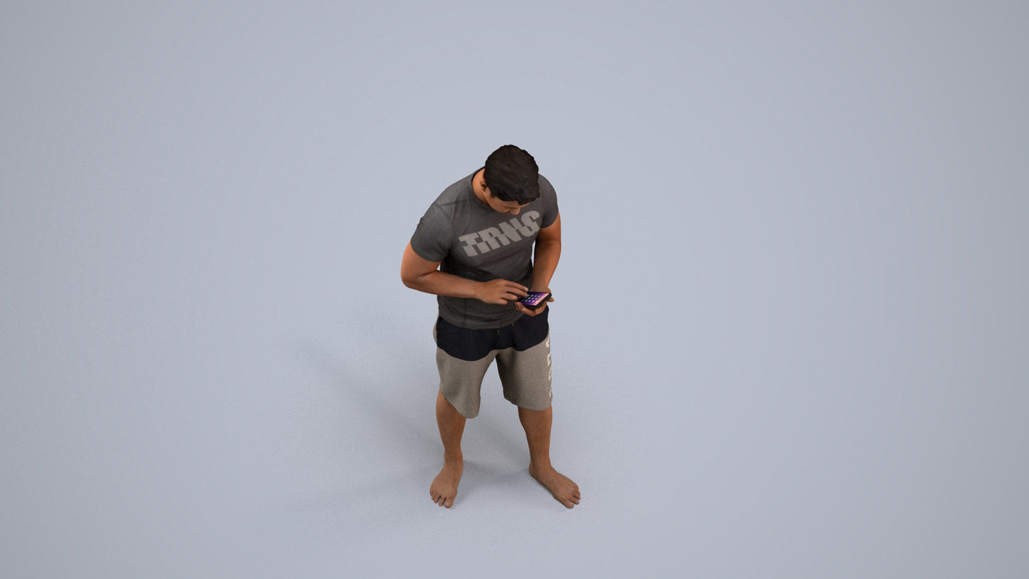 realistic 3D people man standing, render-ready for V-Ray and Corona, FBX OBJ, back view render