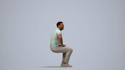 3D scanned man pool casual, photorealistic archviz people for Enscape and SketchUp, side view render
