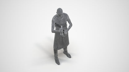 realistic 3D man hospitality, scanned archviz people for Blender and 3ds Max, wireframe three-quarter view