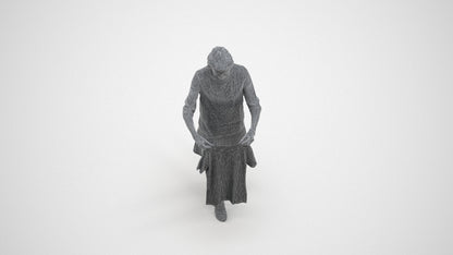 3D scanned woman bathroom casual, photorealistic archviz people for Enscape and SketchUp, wireframe three-quarter view