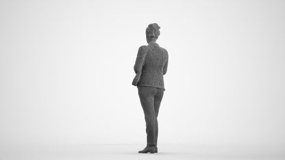 3D people model woman casual standing, scanned human for 3ds Max rendering, wireframe front view