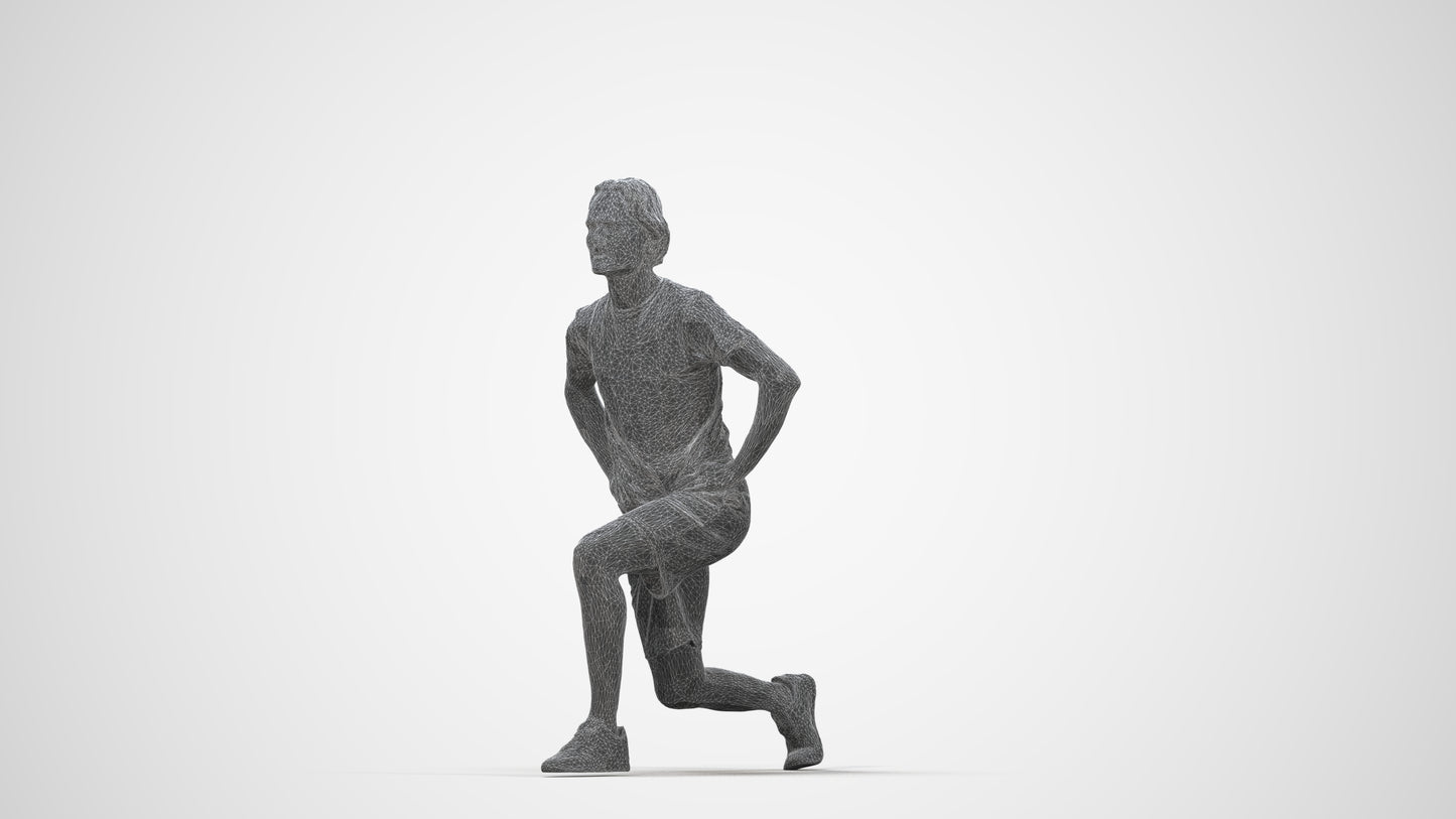 3D people model man sport, scanned human for 3ds Max rendering, wireframe back view