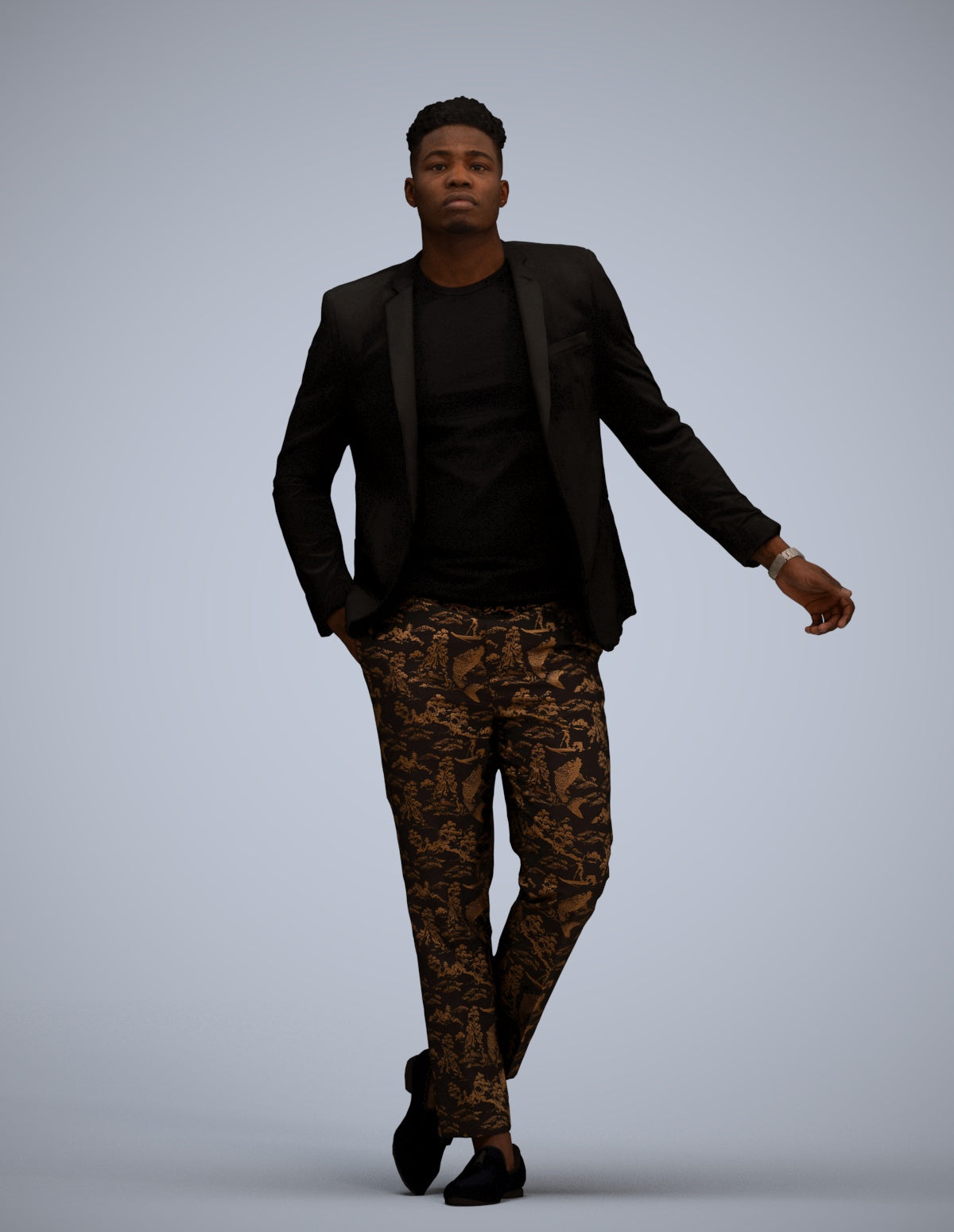photogrammetry 3D man formal cycling, realistic human model archviz FBX