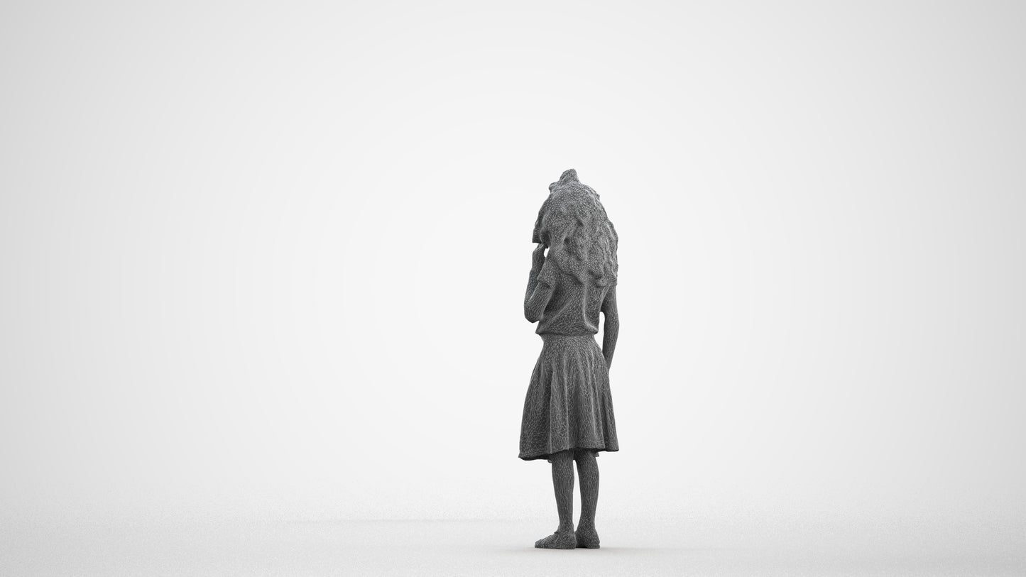 realistic 3D people girl casual kids, render-ready for V-Ray and Corona, FBX OBJ, wireframe front view
