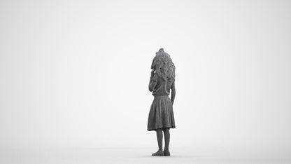 realistic 3D people girl casual kids, render-ready for V-Ray and Corona, FBX OBJ, wireframe front view