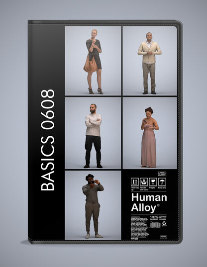 realistic 3D humans standing pack, 5 archviz people FBX OBJ for Blender