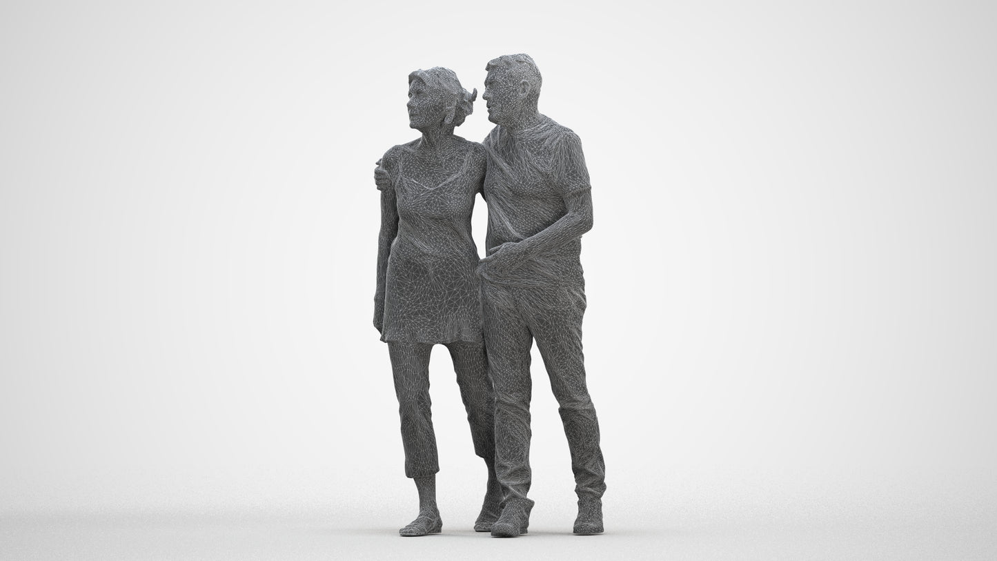 realistic 3D human senior woman casual couple, archviz people FBX OBJ for Blender, three-quarter front view render