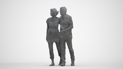 realistic 3D human senior woman casual couple, archviz people FBX OBJ for Blender, three-quarter front view render