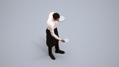 realistic 3D man hospitality, scanned archviz people for Blender and 3ds Max, back view render