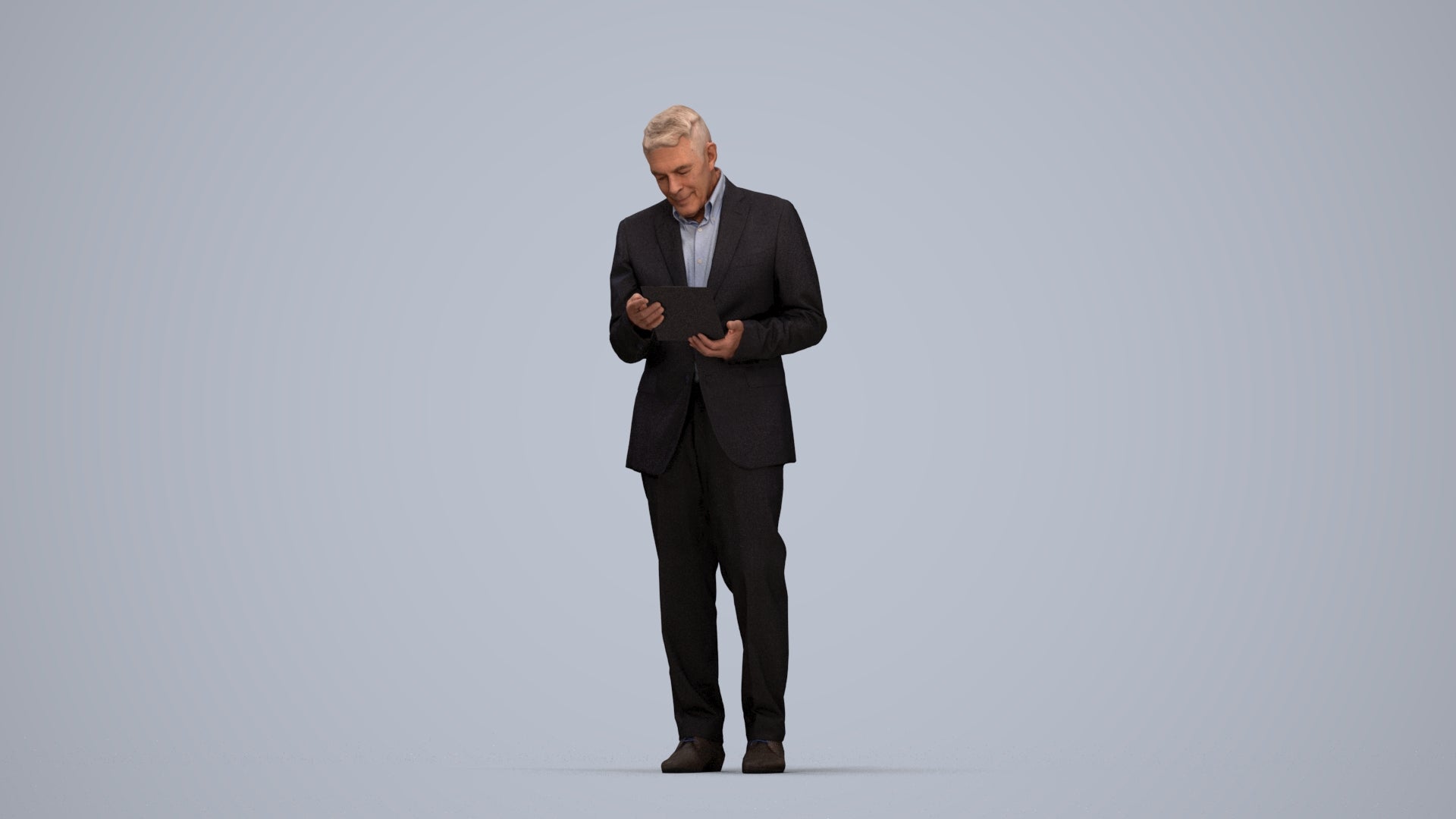 3D scanned senior man business, photorealistic archviz people for Enscape and SketchUp, top-down view render