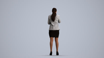 realistic 3D human woman business, archviz people FBX OBJ for Blender, front view render