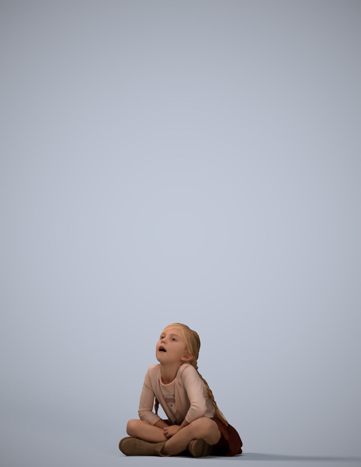 3D people model girl casual kids, scanned human for 3ds Max rendering