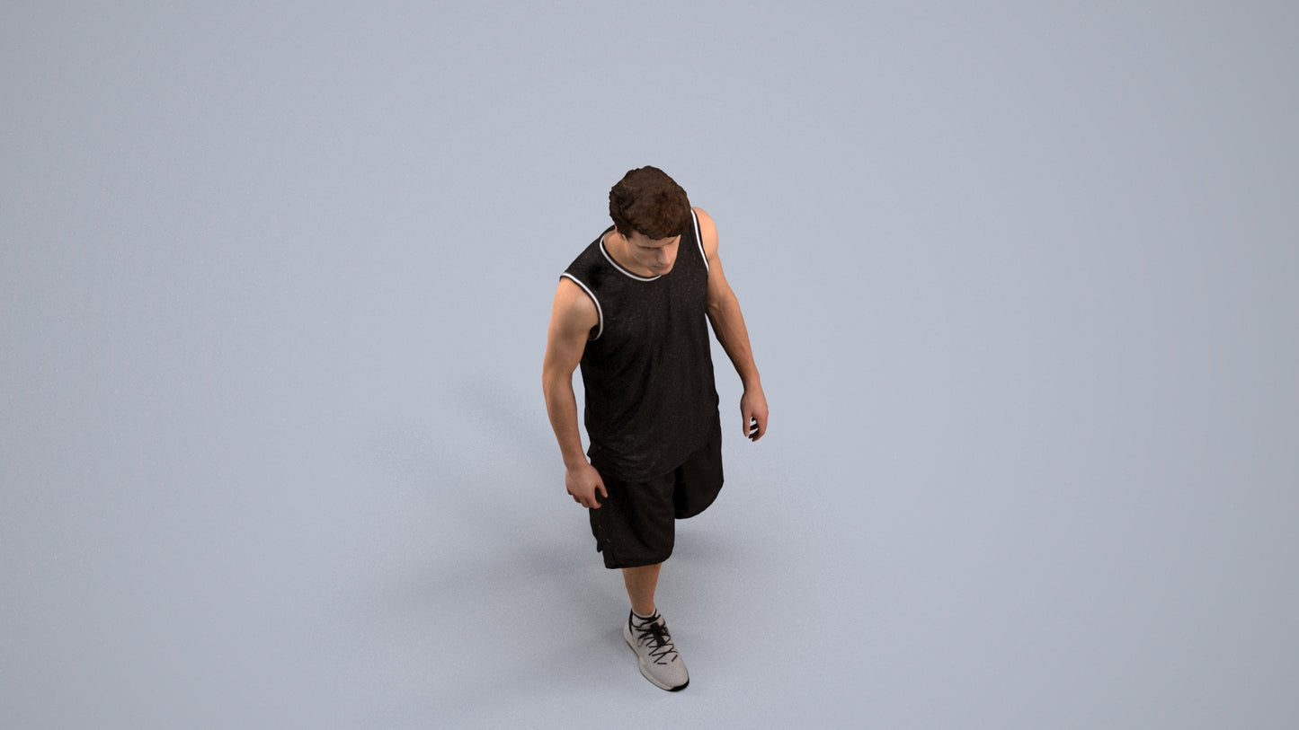 3D scanned man sport, photorealistic archviz people for Enscape and SketchUp, back view render
