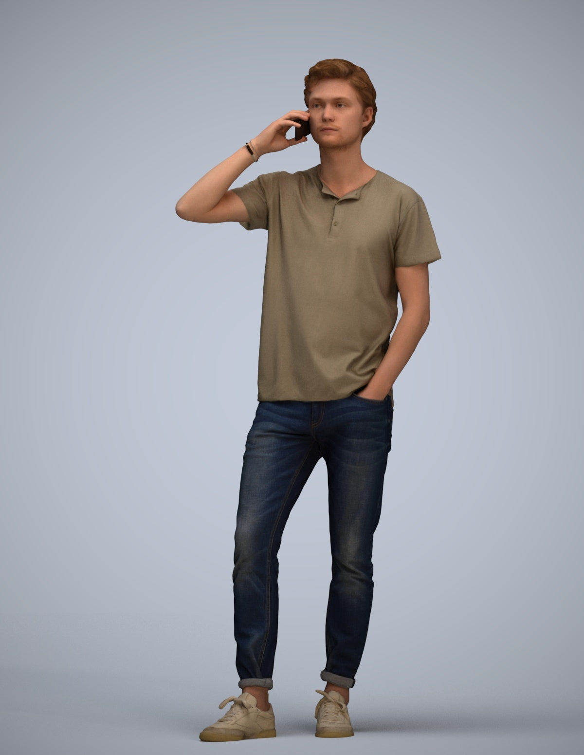 photogrammetry 3D man casual standing, realistic human model archviz FBX