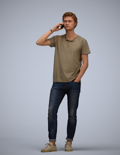 photogrammetry 3D man casual standing, realistic human model archviz FBX