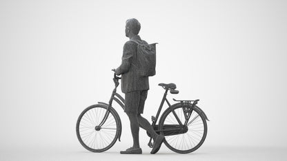 realistic 3D man business cycling, scanned archviz people for Blender and 3ds Max, square thumbnail