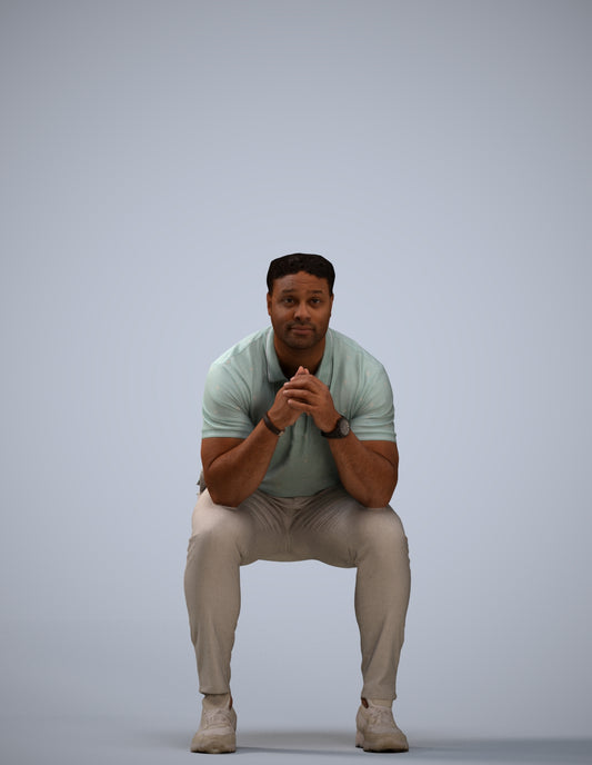 realistic 3D people man casual sitting, render-ready for V-Ray and Corona, FBX OBJ