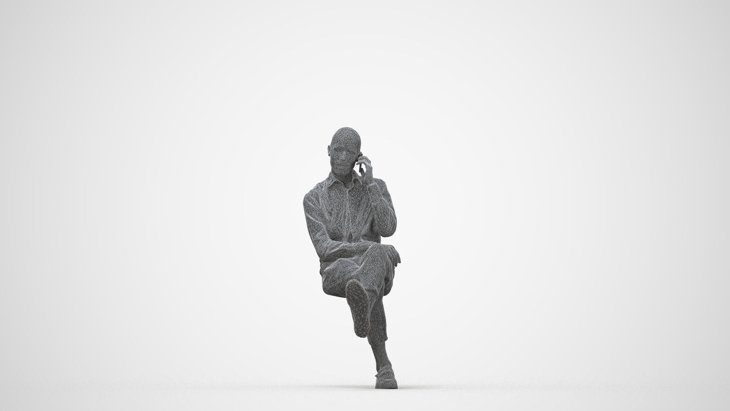 3D scanned man business, photorealistic archviz people for Enscape and SketchUp, wireframe back view
