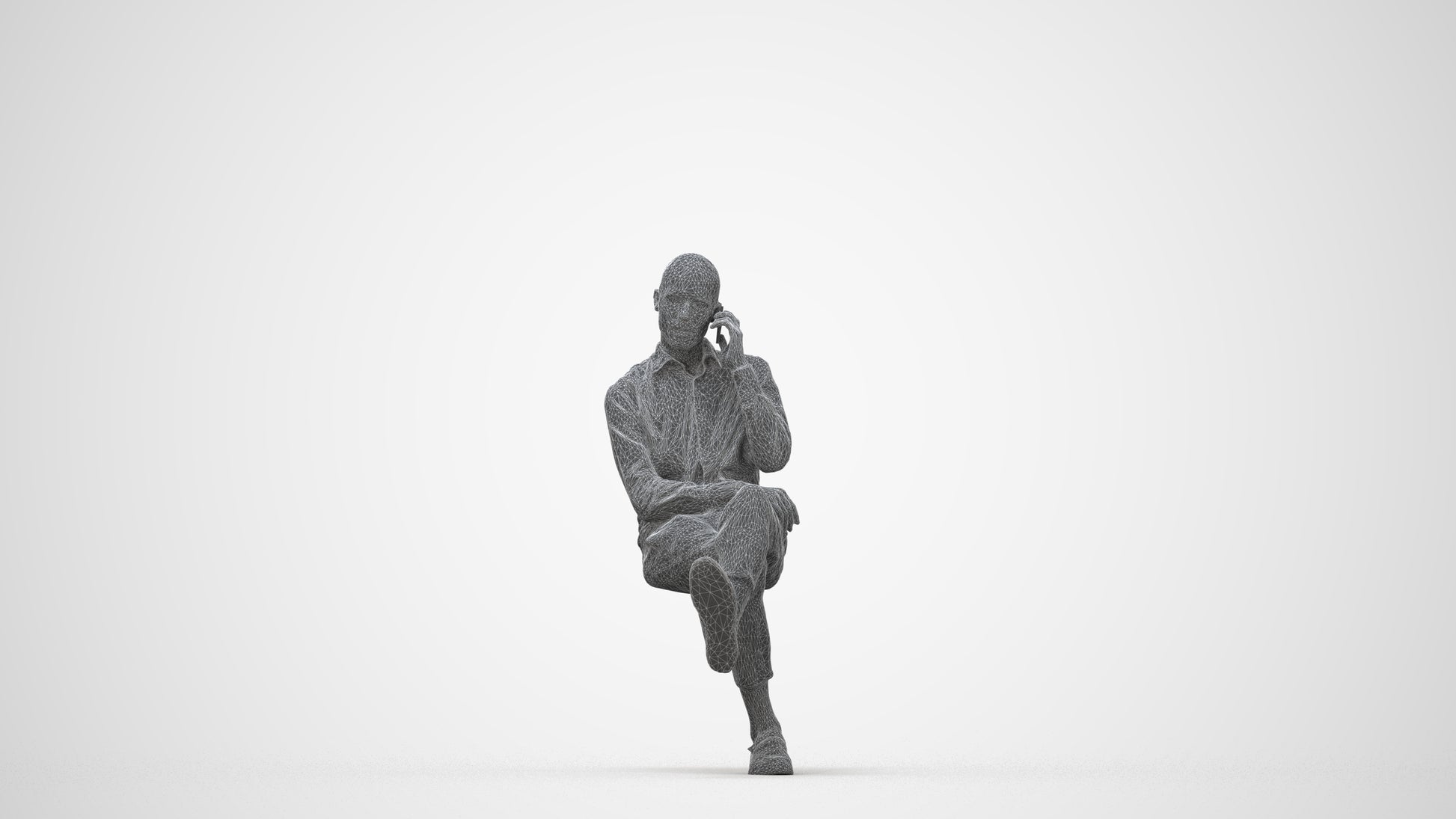 3D scanned man business, photorealistic archviz people for Enscape and SketchUp, wireframe back view
