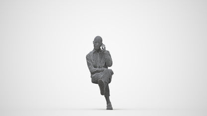 3D scanned man business, photorealistic archviz people for Enscape and SketchUp, wireframe back view