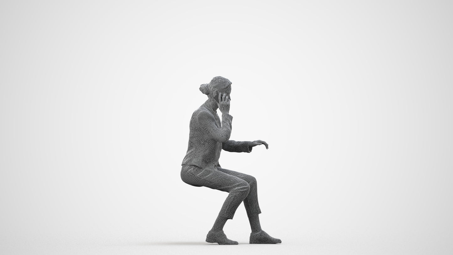 realistic 3D people woman business, render-ready for V-Ray and Corona, FBX OBJ, wireframe side view