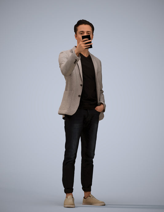 realistic 3D people man business standing, render-ready for V-Ray and Corona, FBX OBJ