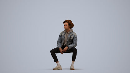 realistic 3D man casual sitting, scanned archviz people for Blender and 3ds Max, standing pose render