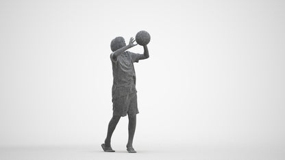 3D human model boy sport kids, photogrammetry scanned person for archviz, three-quarter front view render