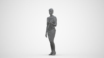 3D people model woman casual standing, scanned human for 3ds Max rendering, three-quarter front view render