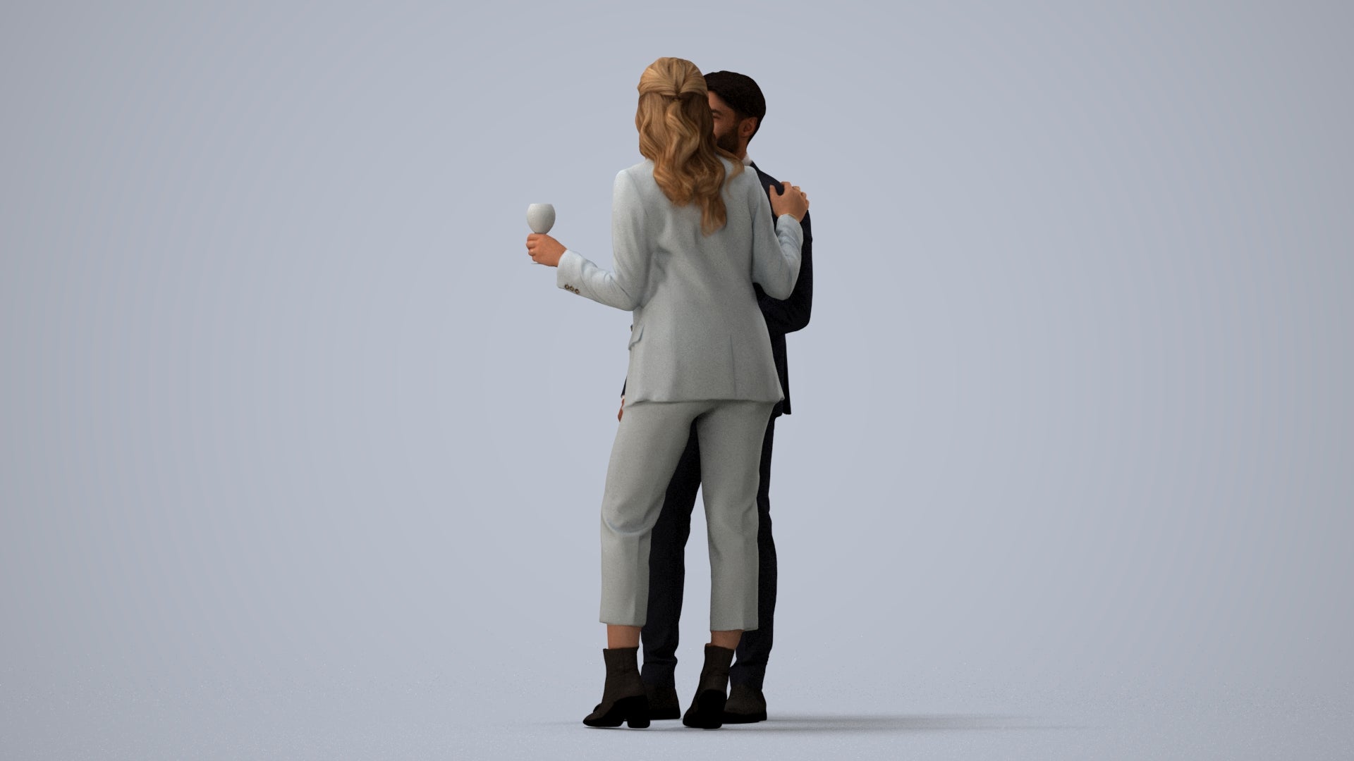 photogrammetry 3D woman business, realistic human model archviz FBX, three-quarter view render