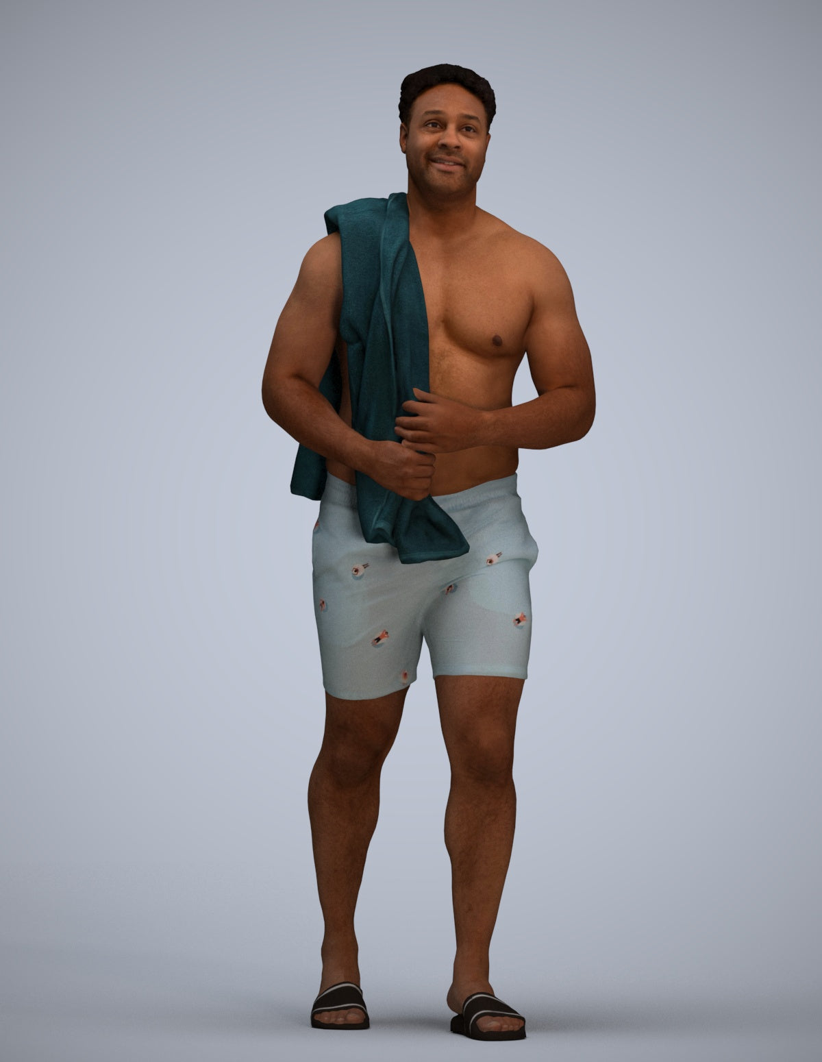 scanned 3D man pool, photogrammetry people for Enscape and V-Ray