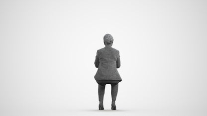 realistic 3D woman business, scanned archviz people for Blender and 3ds Max, wireframe front view