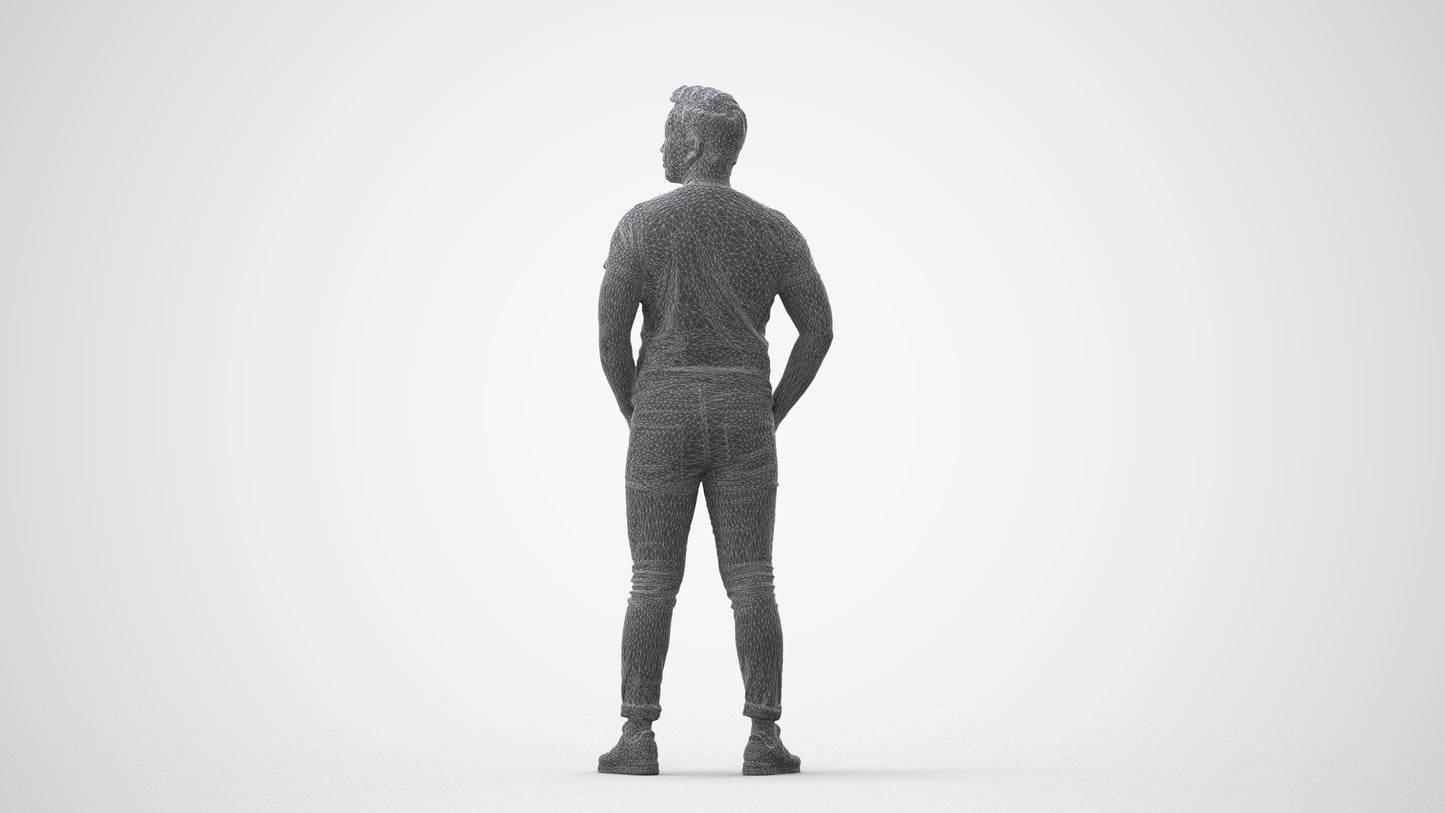 3D people model man casual standing, scanned human for 3ds Max rendering, square thumbnail