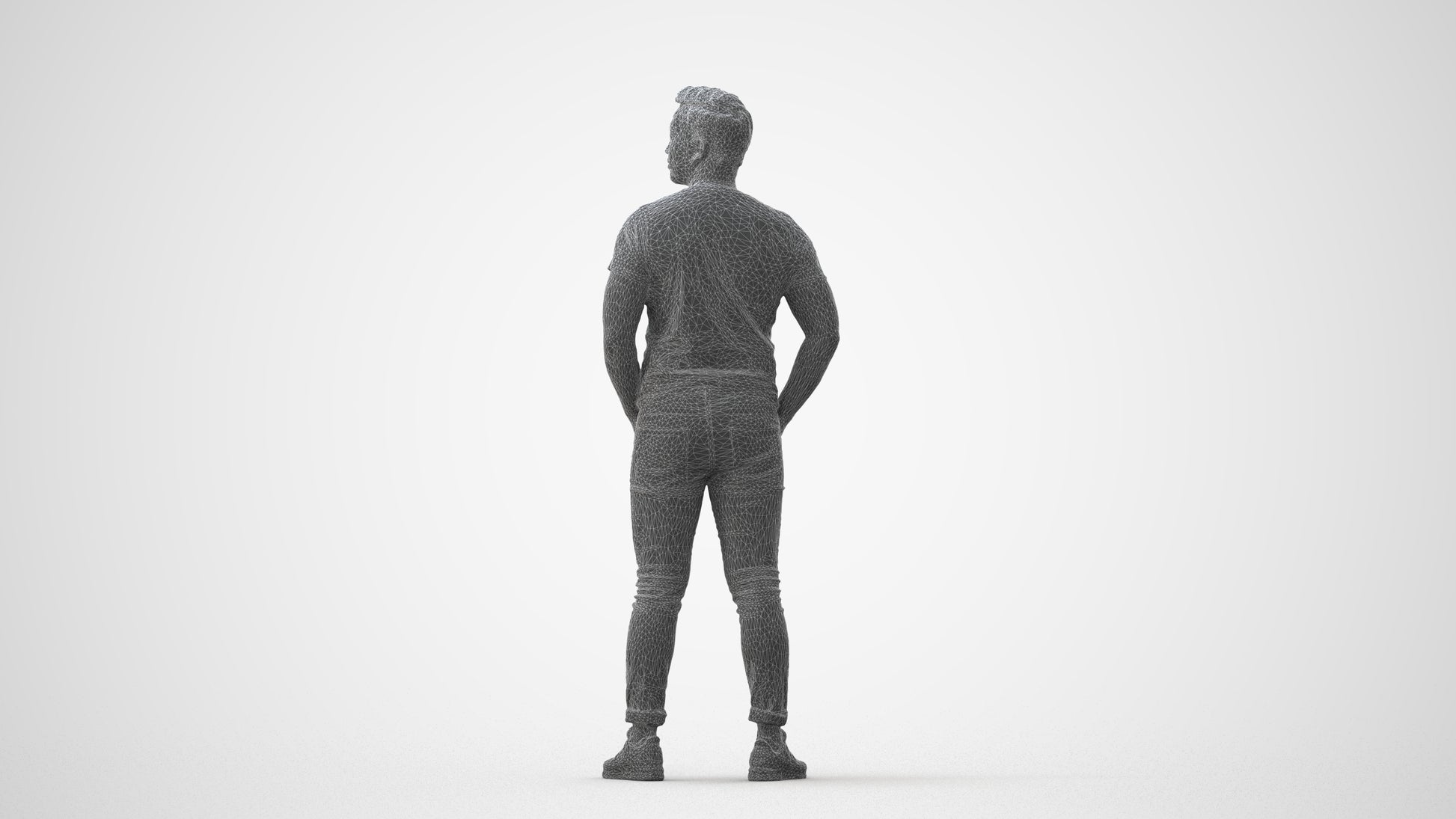 3D people model man casual standing, scanned human for 3ds Max rendering, square thumbnail