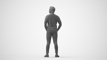 3D people model man casual standing, scanned human for 3ds Max rendering, square thumbnail