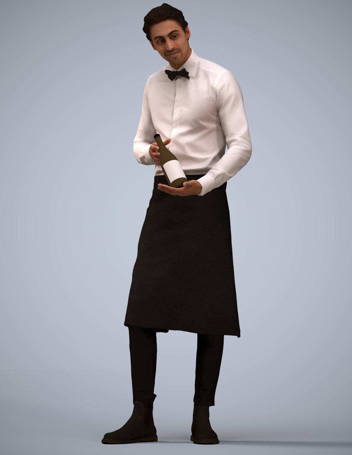 3D scanned man hospitality, photorealistic archviz people for Enscape and SketchUp