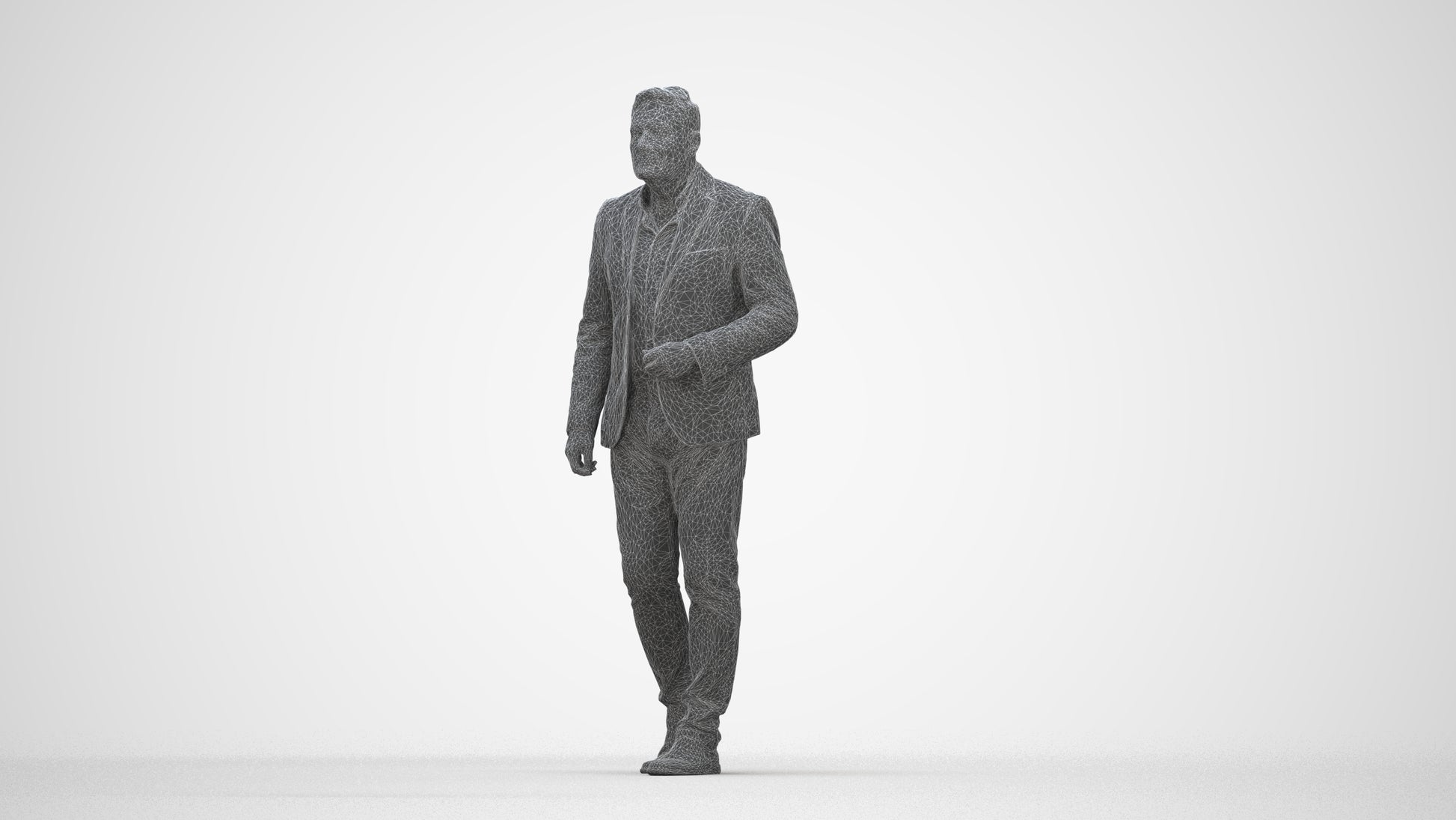 realistic 3D human man business, archviz people FBX OBJ for Blender, wireframe back view