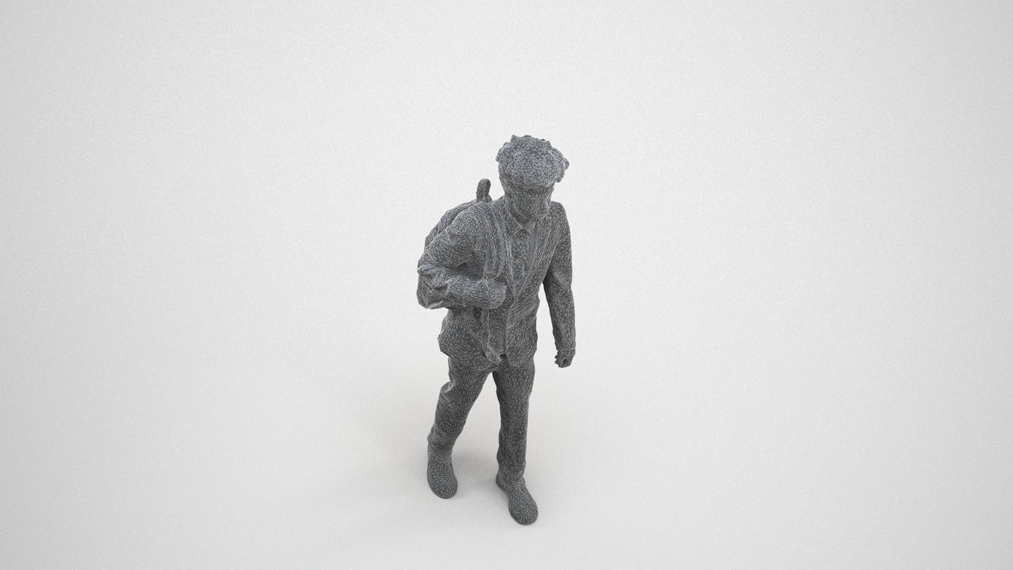 realistic 3D people man kids, render-ready for V-Ray and Corona, FBX OBJ, wireframe three-quarter view