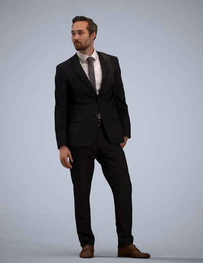 realistic 3D man business, scanned archviz people for Blender and 3ds Max