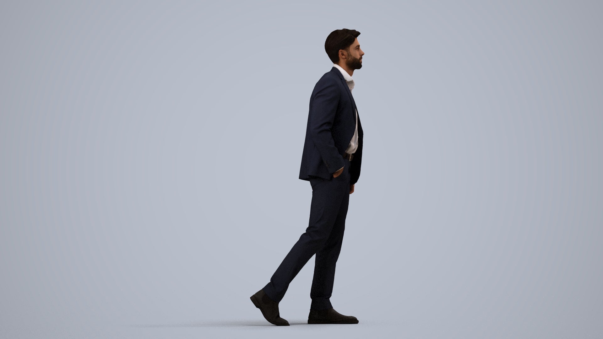 realistic 3D man business, scanned archviz people for Blender and 3ds Max, side view render