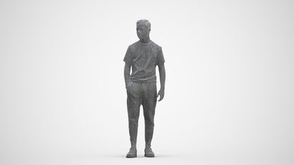 photogrammetry 3D boy casual kids, realistic human model archviz FBX, three-quarter front view render