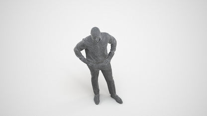 3D scanned man business, photorealistic archviz people for Enscape and SketchUp, wireframe three-quarter view