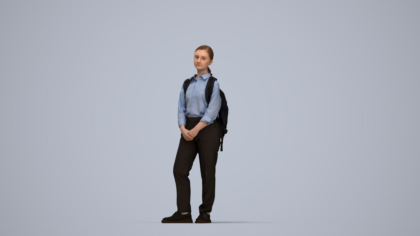 scanned 3D girl kids, photogrammetry people for Enscape and V-Ray, top-down view render