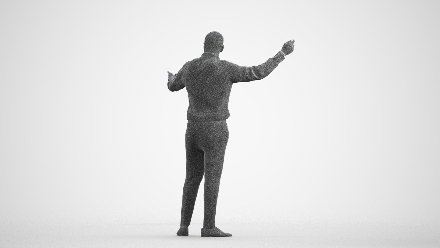 realistic 3D man business, scanned archviz people for Blender and 3ds Max, wireframe front view