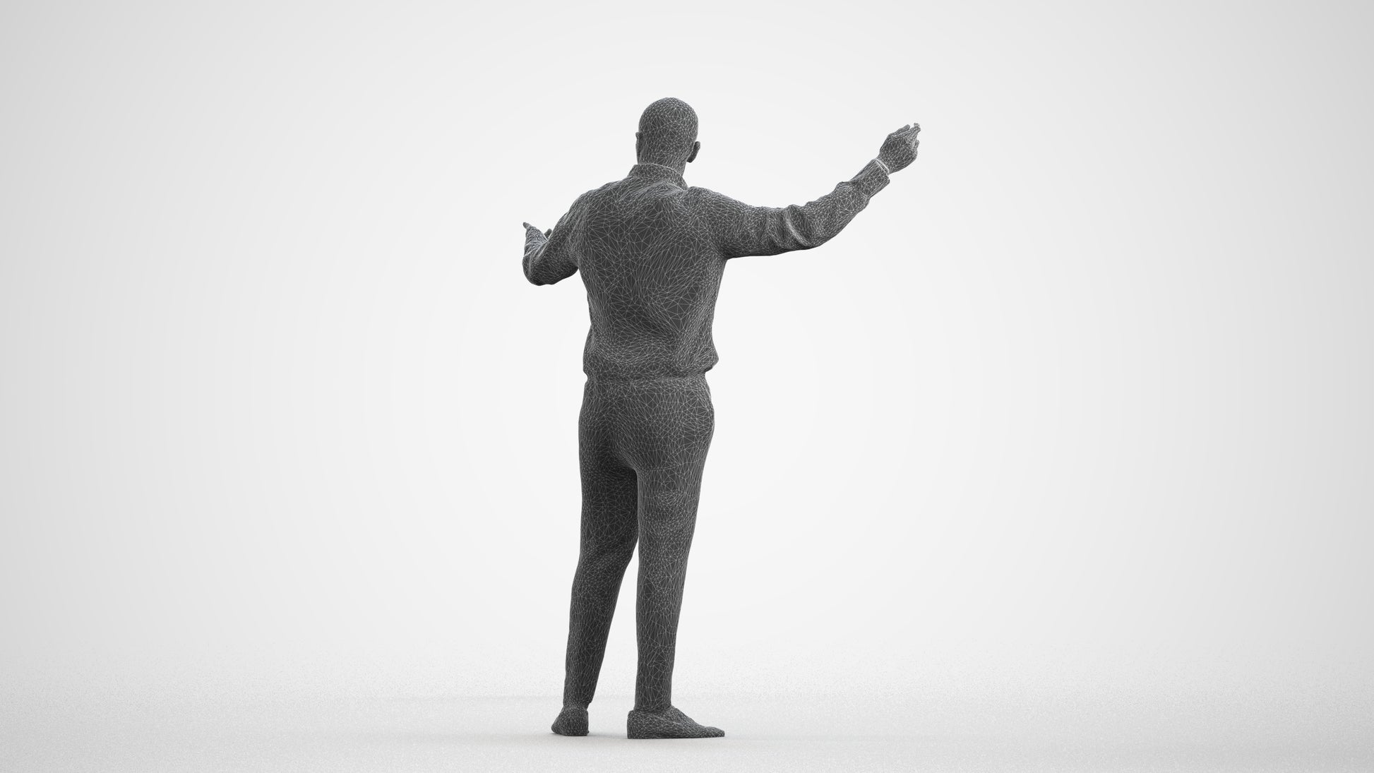 realistic 3D man business, scanned archviz people for Blender and 3ds Max, wireframe front view