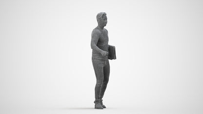 realistic 3D people man casual door, render-ready for V-Ray and Corona, FBX OBJ, wireframe side view